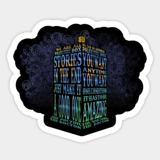 Doctor who blue phone booth quotes typography Sticker